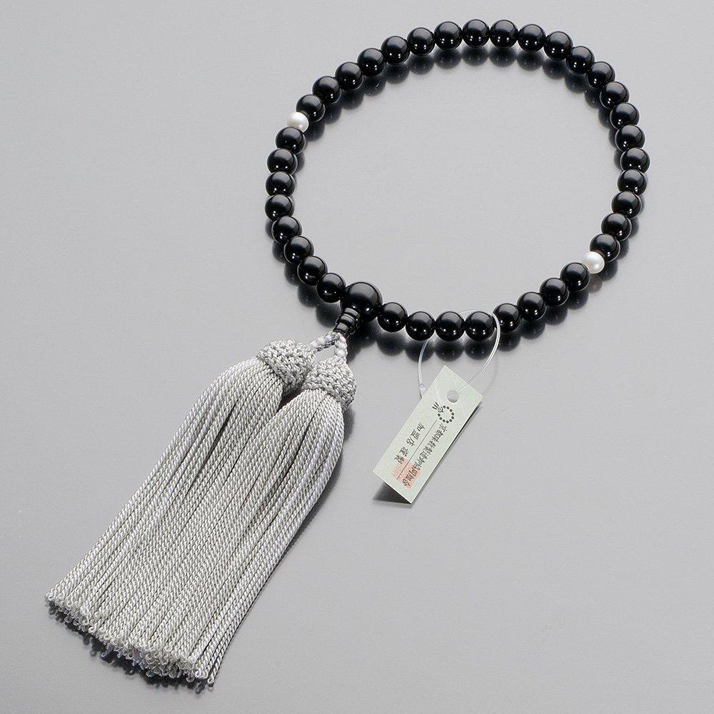 Buddhist Altar Shop Takita Shoten Prayer Beads for Black 2 Heavenly Freshwater 7mm Pure Silk Tassel with Bead Bag Kyoto Prayer Beads for All