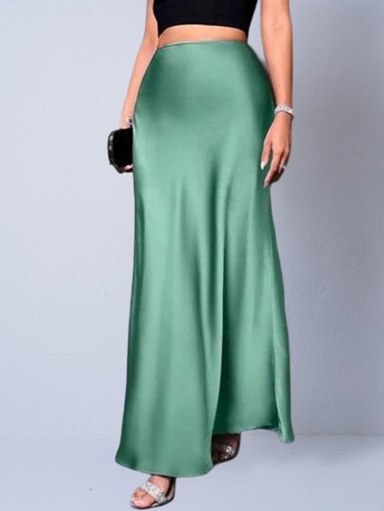 European & American Women's Imitation Silk Long Skirt, 2025 Spring/Autumn Collection