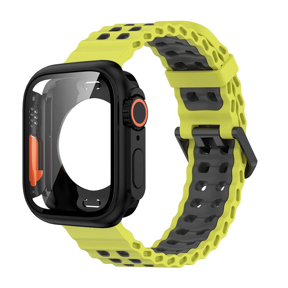 

Silicone Strap+Case For Apple Watch Series11 10 9 8 7 6 5 4 Change to Ultra3 2 49mm Two-tone Sport Bracelet Glass Protective Bu 42mm Series11 10