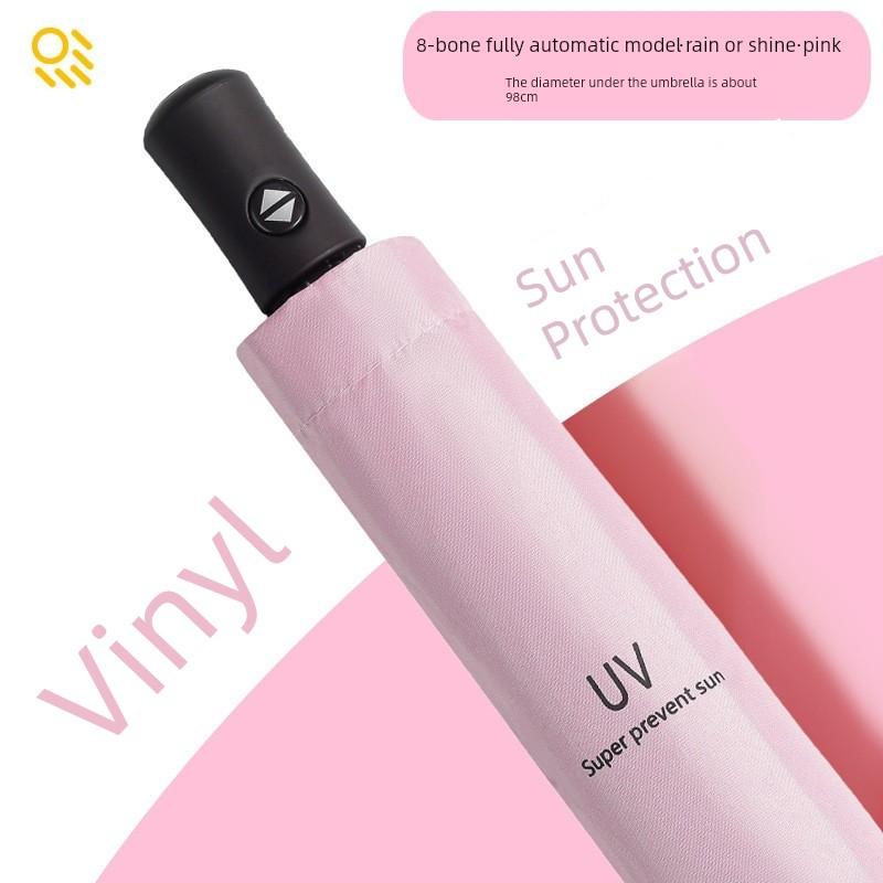 Automatic Gradient Color Umbrella for Women, Sun Protection and Uv Protection Dual-Purpose Black-Coated Umbrella for Men, Large Umbrella