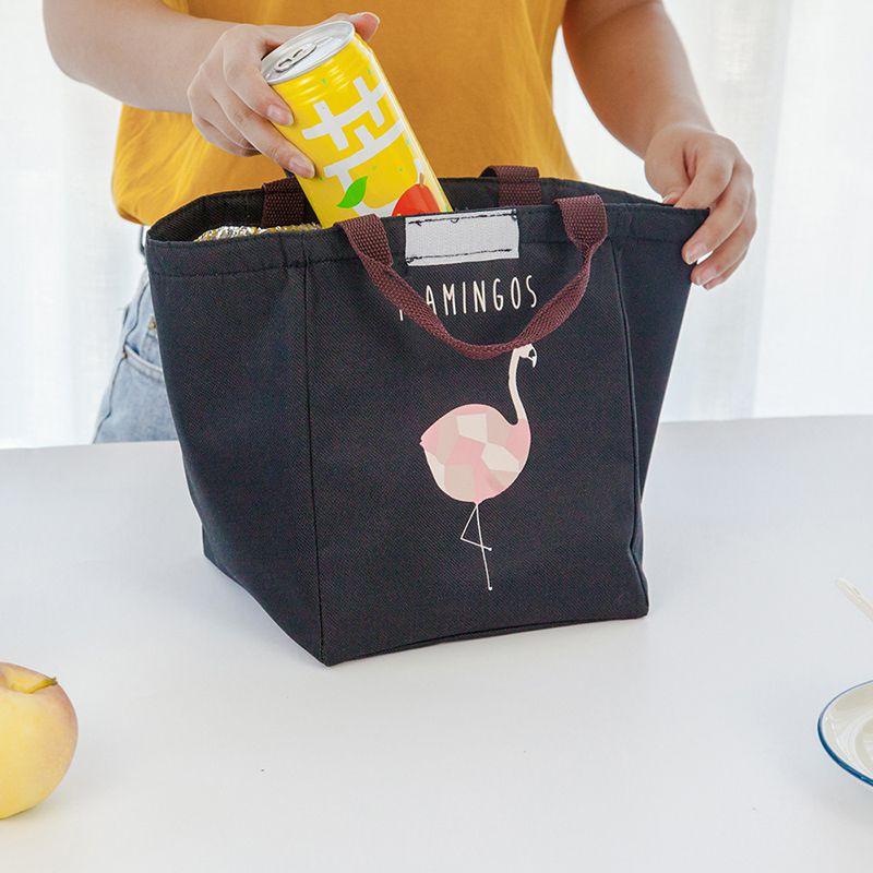Elegant Flamingo Lunch Bag With Premium Oxford Cloth For Hot And Cold Food Storage