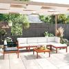 VidaXL Garden Lounge Set 7 Pieces with Cushions, Cream Acacia Wood and Rope 3057882