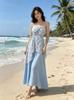 French Suspender Dress Summer New Seaside Vacation Long Dress Plaid Gentle Wind Pure Desire Wind Beach Dress