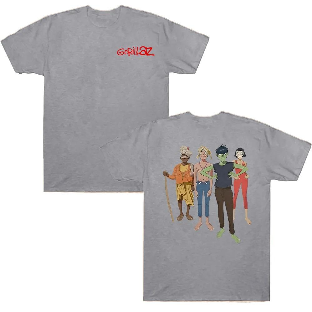 2026 High Quality Round Neck Cotton T Shirts Gorillazs The Mountain Group T-Shirt Rock Band Female Hip Hop Gothic Pop Music Tee