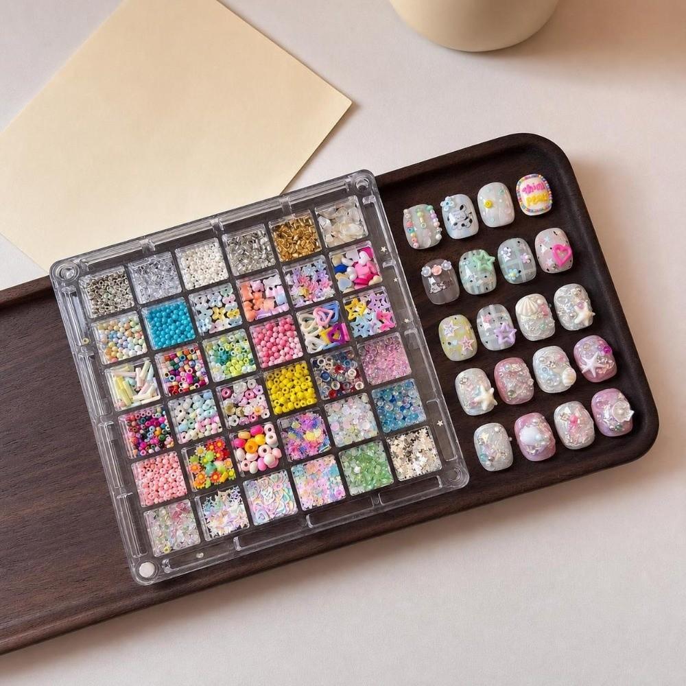 Colorful Nail Art Glitter Set 12/36 Grids Nail Charms Decorations Manicure Accessories