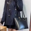 Black Bag Women's 2023 New Tote Bag Commuting Large-capacity College Student Class Bag Student Portable Shoulder Bag