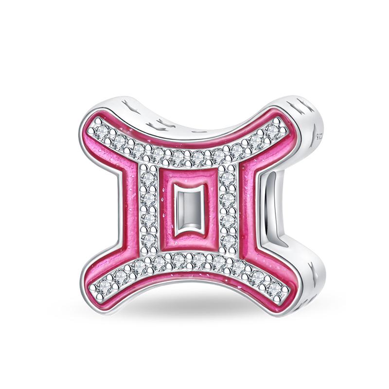 100% Copper Metal 26 Letter Shiny Princess Pink Series Charm Bead Components Bead Components Compatible With Authentic Original Bracelets Do It