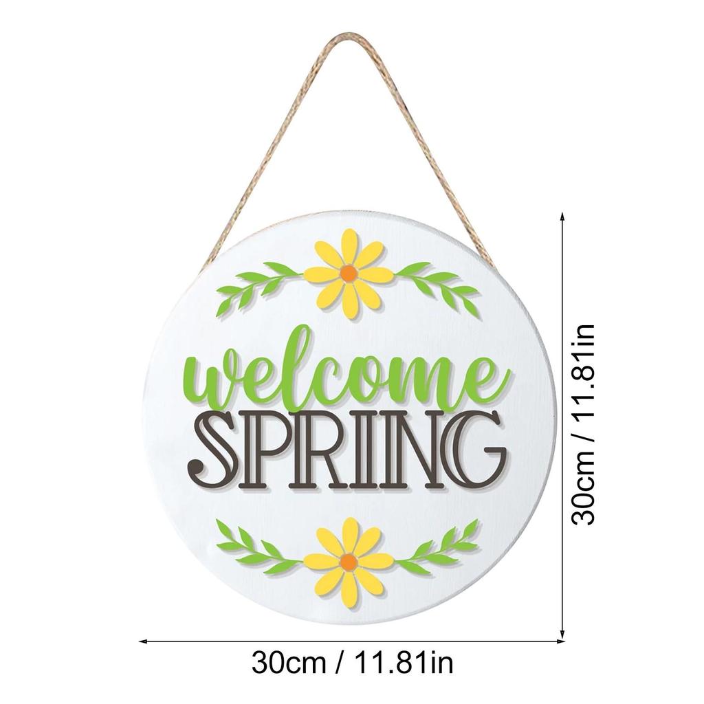 Buy Front Door Round Wood Sign Hanging Welcome Sign Spring Welcome Sign ...
