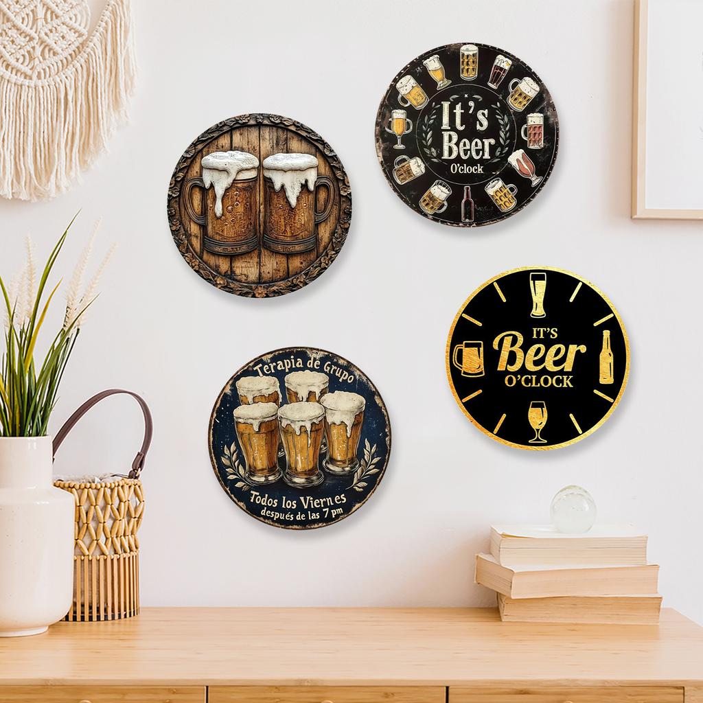 Bar Decor Round Vintage Metal Tin Sign Iron Wall Decor for Home Garden Kitchen Bar Garage Wall Decor with Embossed Edge 30x30cm
