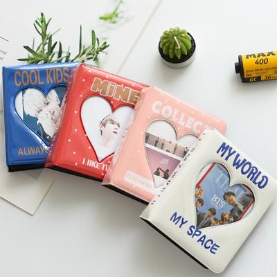 Mini 64 Pockets Photo Album Hollow Love Heart Photocard Holder PVC Name Card Book Women
