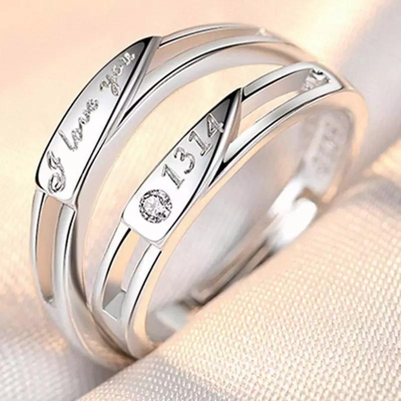 Adjustable Crown Diamond Couple Rings: Stylish Korean-Inspired Wedding Proposal Bands for Men and Women