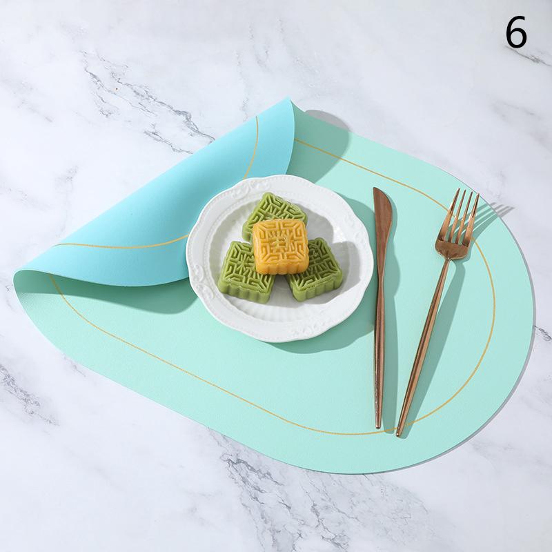 Leather Placemat Oval Oil-Proof Table Mat Home Dining Kitchen Table Placemat Design Dining Waterproof Heat Resistant Home Decor