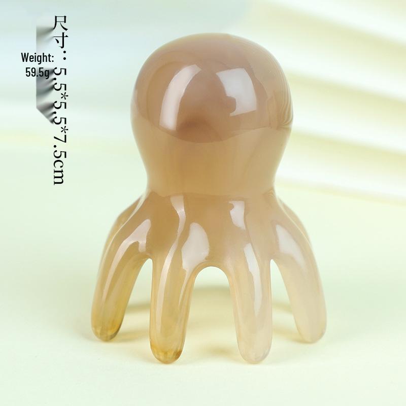 Pink Octopus Portable Scalp Massager Comb with Wide-Tooth Gua Sha Design