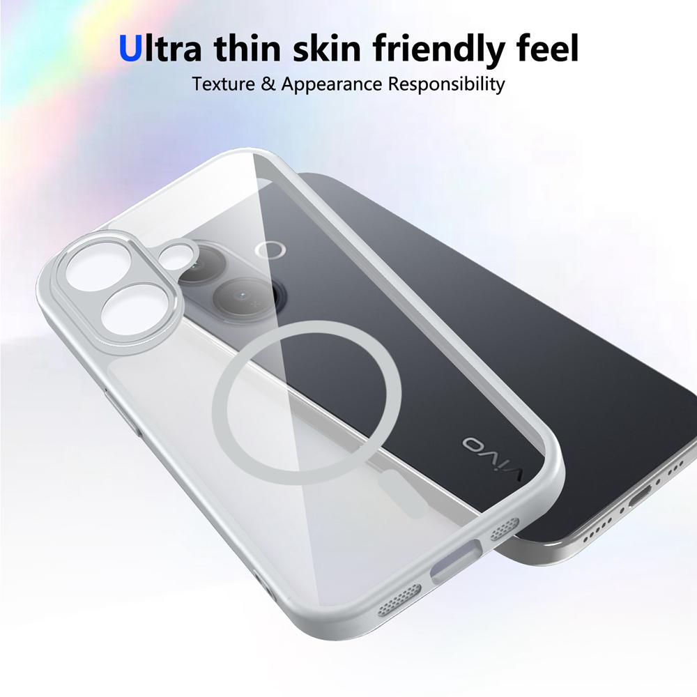 KEYSION Transparent Magnetic Phone Case for VIVO V60 Lite 5G Soft Silicone+PC HD Clear Shockproof Back Cover for IQOO Z10R 5G