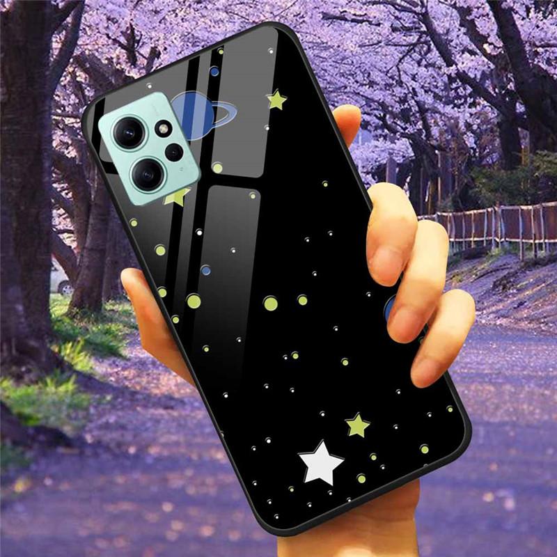 For Xiaomi Redmi Note 12 4G 2023 Case Tempered Glass Starry Marble Hard Back Protective Cover for Redmi NOTE 12 Note12 4G Global