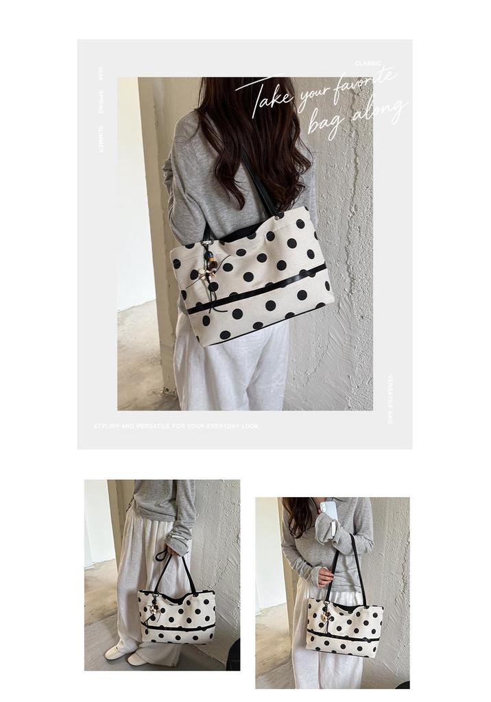 2026 New Korean Casual Polka Dot Tote: Versatile, Large-Capacity Underarm Shoulder Bag