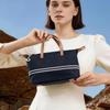 Striped denim literary shoulder crossbody lazy style canvas bag niche commuter handbag