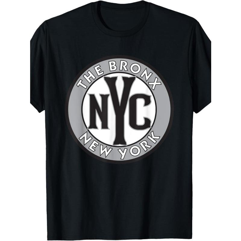 

European sizes Men S Bronx NYC Graphic T-Shirt - Black with Gray Circle & Bold Bronx New York Lettering - Lightweight Urban Streetwear Crewneck 4XL чорний