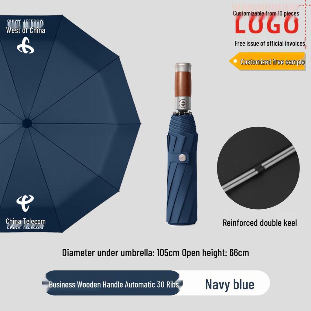 Custom Curved Handle Golf Umbrella - Sun & Rain Dual-Use Advertising Gift Umbrella