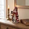 Christmas Snowman Figurines Figurine, Resin Tabletop Decoration with Hat Scarf Pine Handcrafted Snowmen Branches, Holiday Winter Decor for Home Mantel