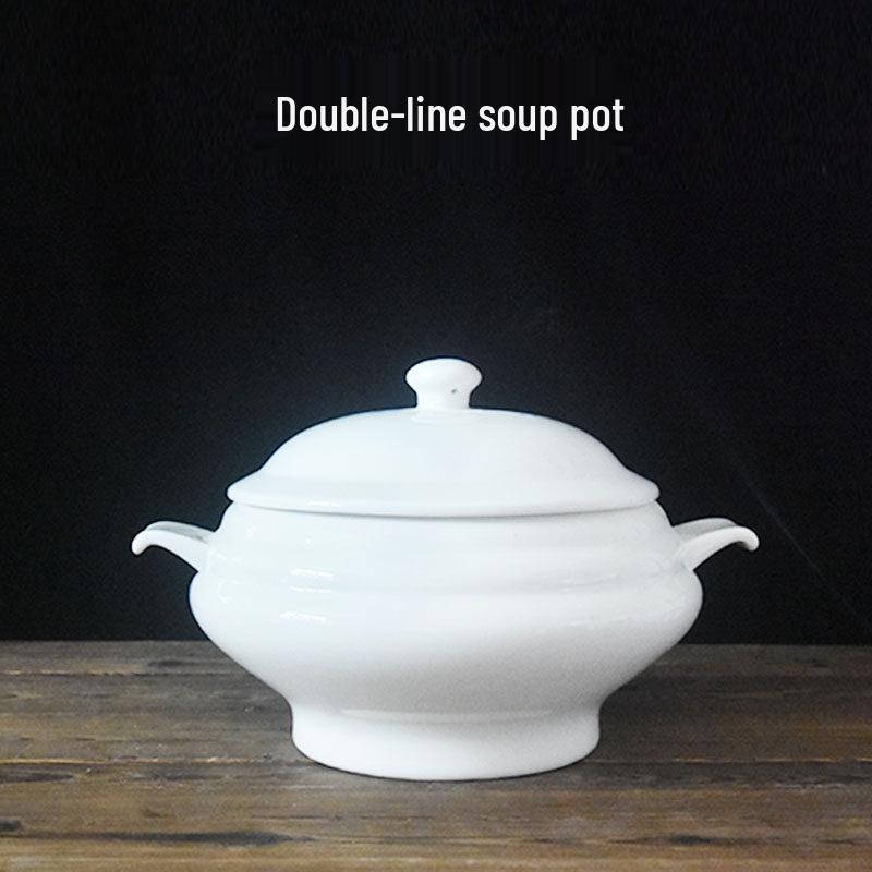 Ceramic Stew Pot with Lid - Extra Large Double-Earred Soup Pot for Birds Nest and Buddha Jumps Over the Wall Soup