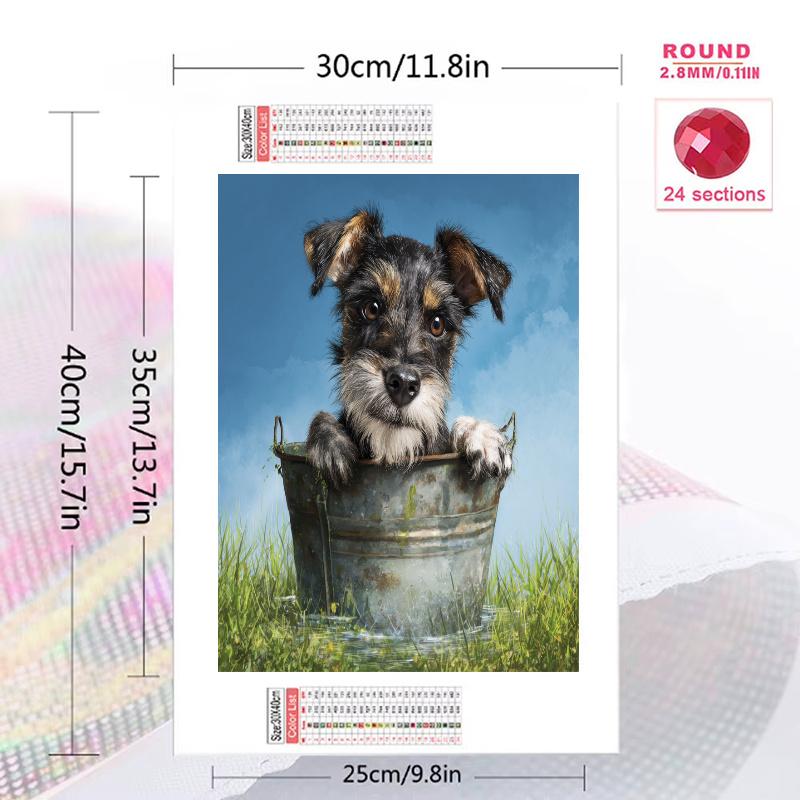 Schnauzer and grass bushes Pattern 3pcs 100% Round Full Drill 5D DIY Diamond Painting Embroidery Cross Stitch Rhinestone Décor