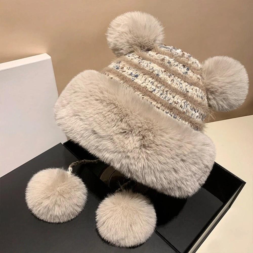 Anti-Cold Ear Protection Hat Fleece Lined Beanies Cap Soft Knitted Hat  Winter