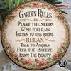D Flat  Pc D Flat Round Sign  Vintage Garden Rules Inspirational Quote Frameless Wall Hanging For Patio Balcony Living