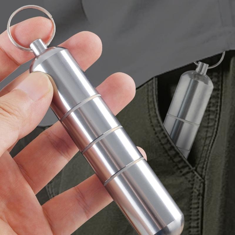 Stylish Cigarettes Container with Keychain Portable Cigarettes Holder Aluminum Metal Cigarettes Storage Tube for Men