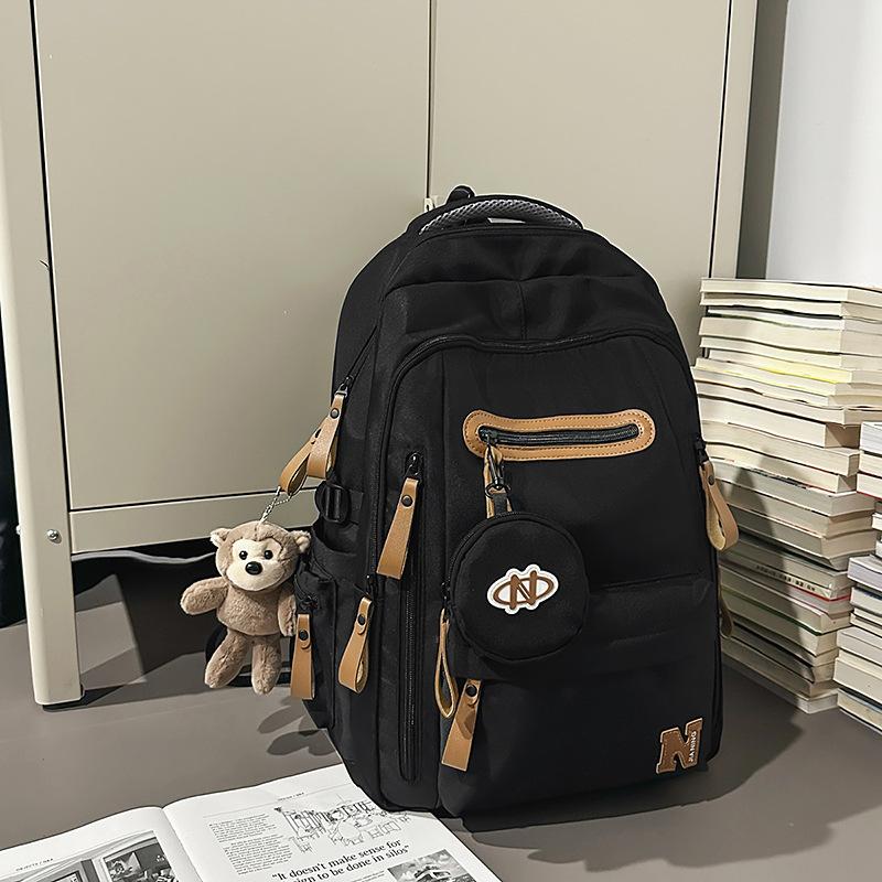 New simple junior high school student schoolbag, the same for men and women, 2025 large-capacity high school student backpack, women's travel backpack