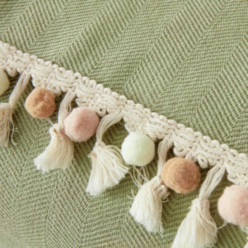 Cotton Ball Tassels Couch Mat Comfortable Non Slip Dustproof Sofa Towel Versatile Living Room Decoration Daybed Cushion