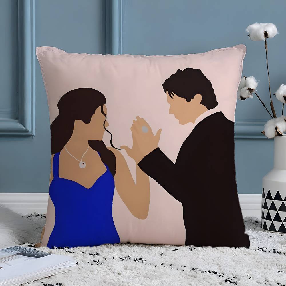 Film The Vampire Diaries-D Kuddfodral Silkeslent elegant Bekväm Soffsäng Osynlig dragkedja Strandkuddfodral