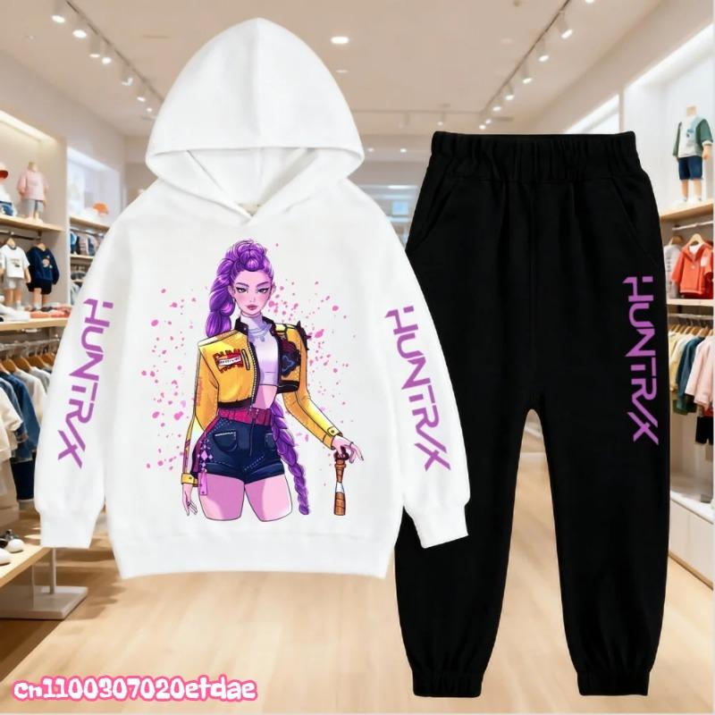 2025 Heiße Herbstmode KPop Dämonenjäger Print Kinder Set Hoodie+Hose Anzug 2-teiliges Set Kind Junge Mädchen Kleidung Lässiger Trainingsanzug