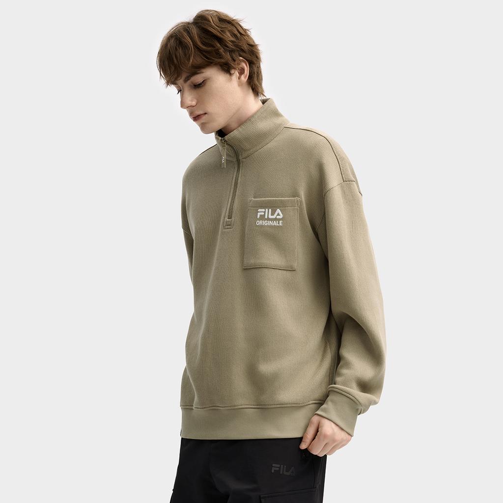 Fila Original Fashion Versatile Retro Trendy Loose Pullover Sweatshirt Men Sweatshirt Brown F11M549204FLK