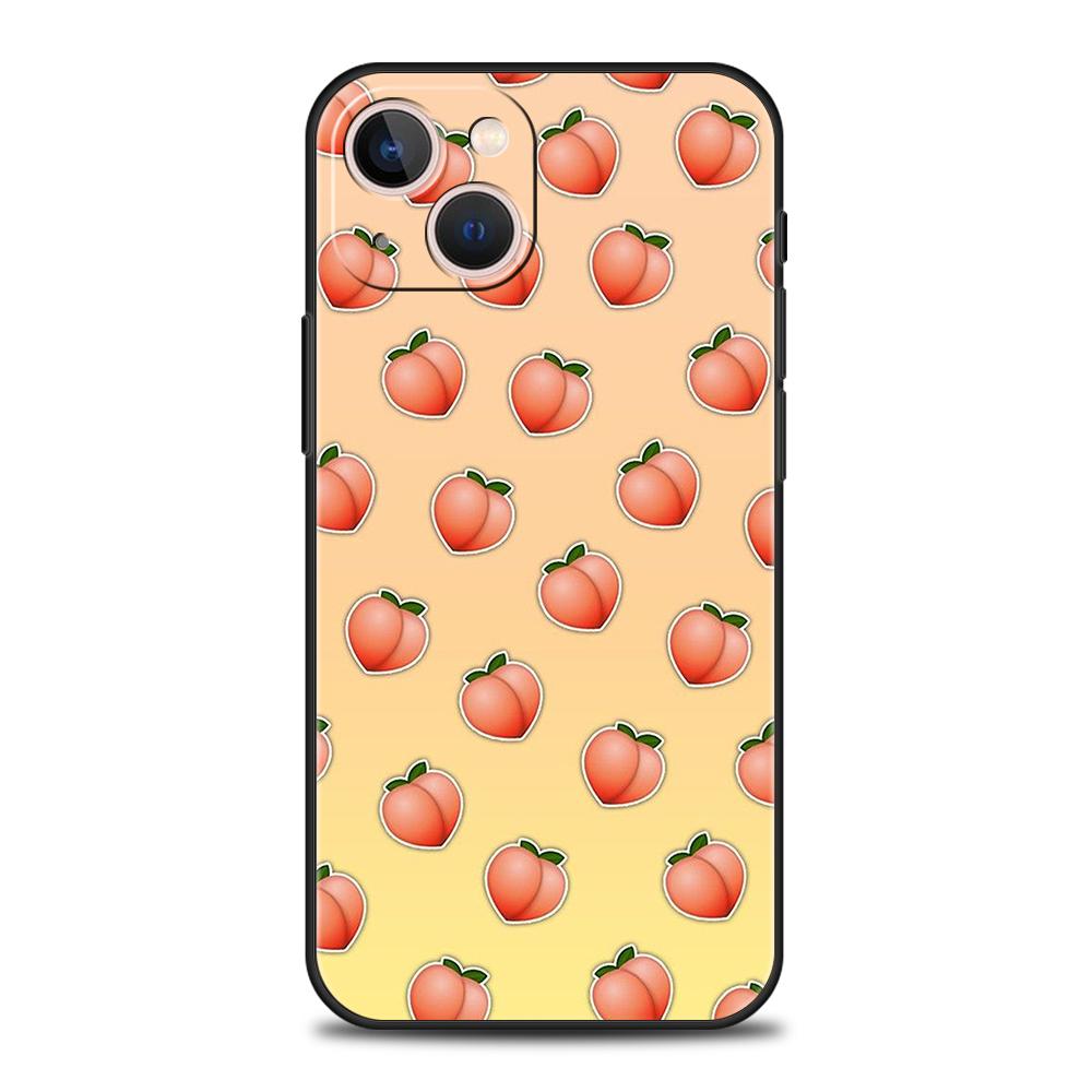 Cartoon Fruit Peach Phone Case Cover for iPhone 16 15 14 13 12 Pro Max 11 Pro Max 7 8 Plus XS XR Shockproof Soft TPU Shell Capas