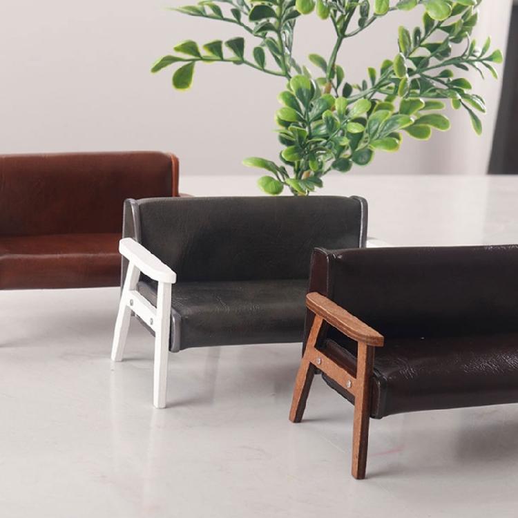 Multipurpose Miniature Sturdy Leather Sofa for Dollhouses 1 12 Scale Toy Set Living Room Furniture Toy Accessory