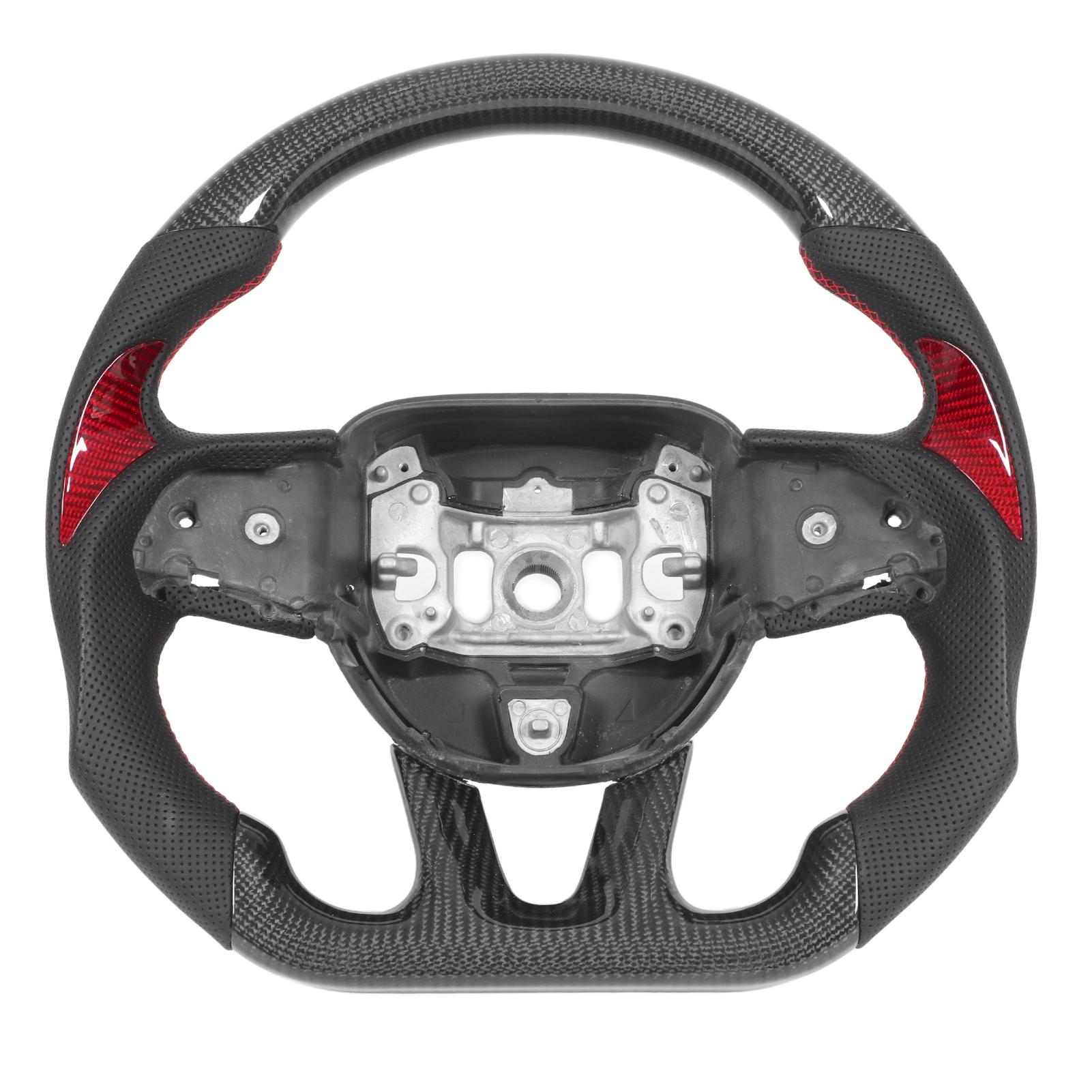 

Замена рулевого колеса из углеродного волокна с перфорированной кожей для Dodge Challenger Charger SRT HELLCAT