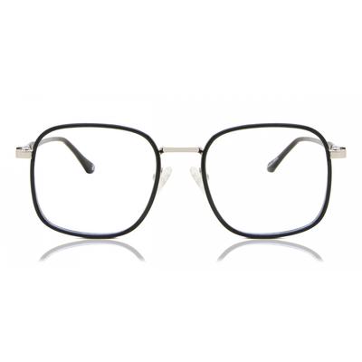 Full Rim Square Black Silver Smartbuy Collection Felt Mtr 90g Fashion Unisex Eyeglasses