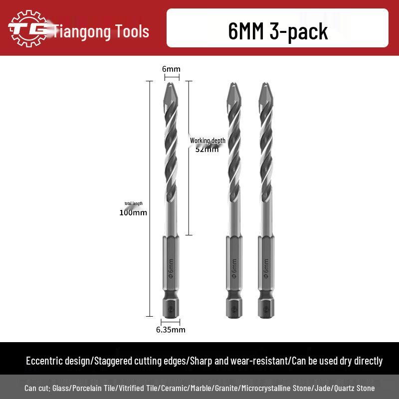 Eccentric Tile Drill Bit for Concrete, Cement, and Ceramic – Super Hard Alloy Triangle Impact.