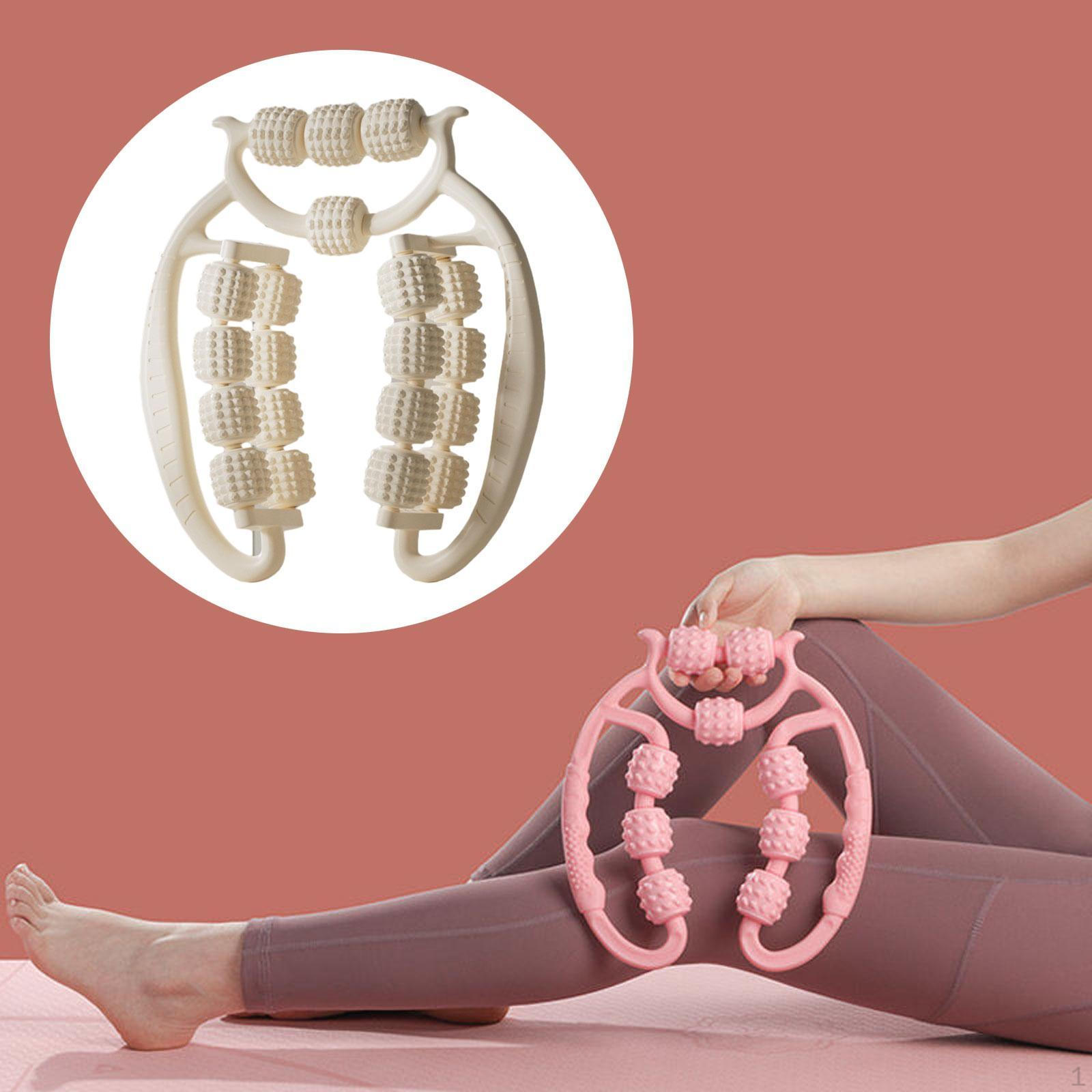 

Массажер для ног с роликом 20 колес, зажим для массажа мышц, эргономичный портативный инструмент для голени белый