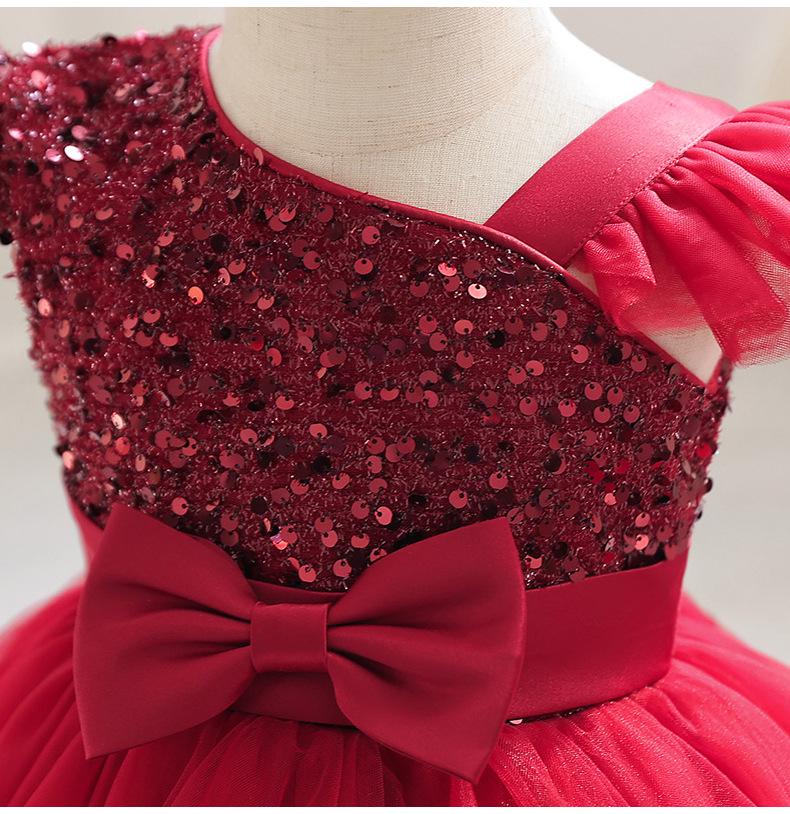 Luxuriöses flauschiges Netz-Prinzessinnenkleid für Mädchen für Abendauftritte und Geburtstage