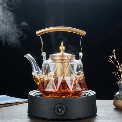 Transparente Borosilikatglas-Teekanne Blumen-Teekanne Haushalts-Großraum-Edelstahl-Teefilter-Teetrennungskanne
