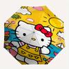 Hello Kitty on the Beach in Summer Cartoon Umbrella, Portable 3-Fold Compact Umbrella, Suitable for Camping, Hiking and Travel, Ideal Easter Birthday