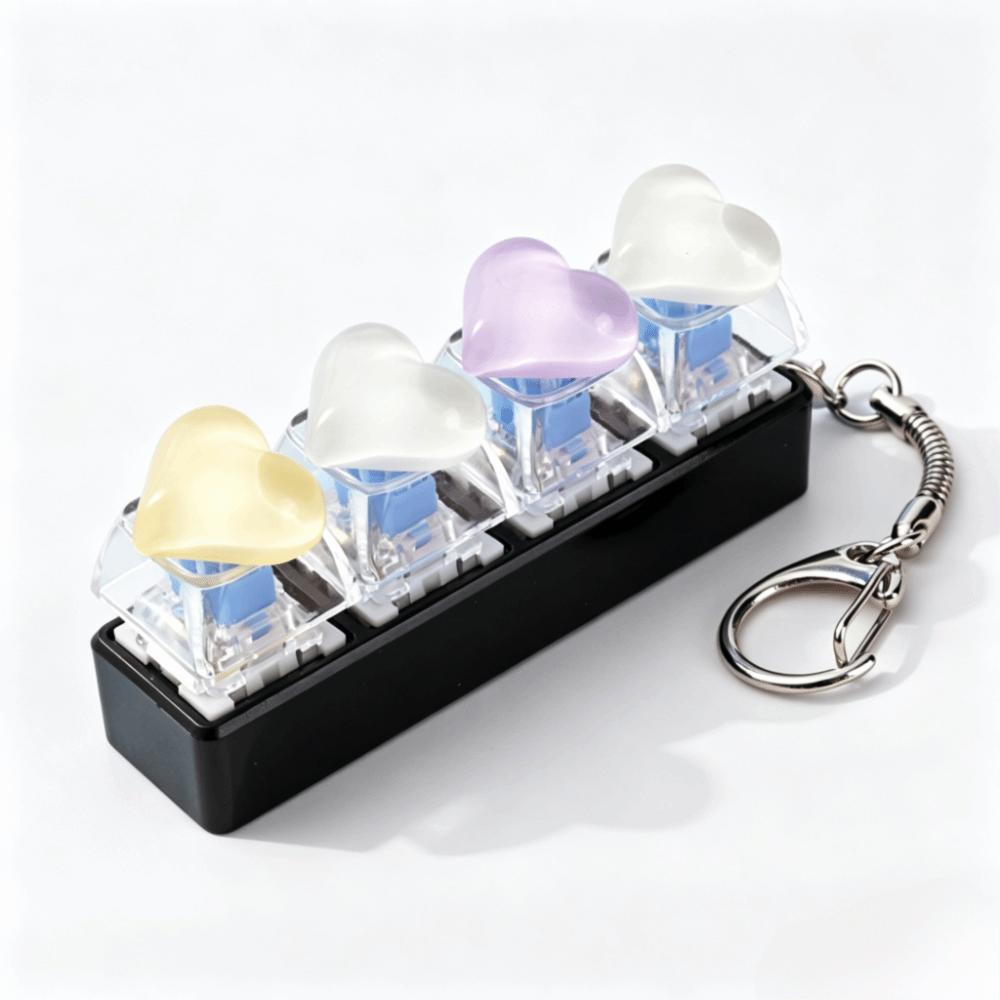 Heart Heart Keycap Fidget Keychain Crystal Clicker Button Keycap Keychain Adults