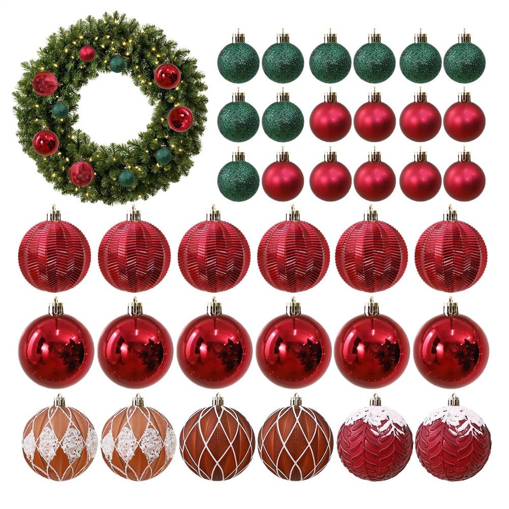 Christmas Ball Ornament Set 36 Pieces Colorful Baubles Pendant Shatterproof Christmas Tree Baubles Decorations For Indoor