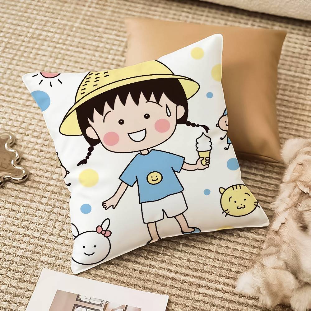Chibi Ma-maru-ko-chan Pillow Case Anti-dustmite Invisible Zipper Sofa Bed