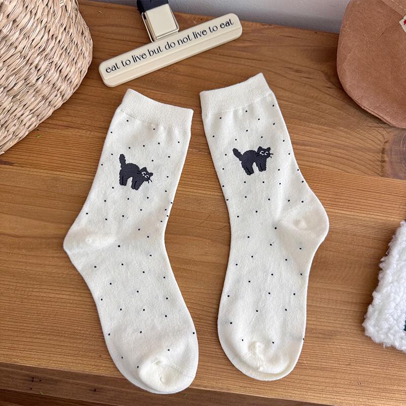 Women s Cute Cat Cartoon Pure Cotton Socks (5 Pairs)