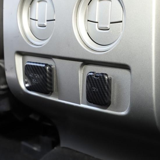 2pcs Rear Power Socket Panel Trim Decor Cover For Ford F150 2009-14 Carbon Fiber