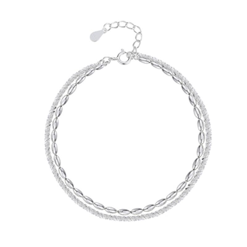 Sterling Silver S925 Silver Bracelet New Double Layer Bracelet Niche Design Bestie Chain Gypsophila Beanie Bracelet for Girls