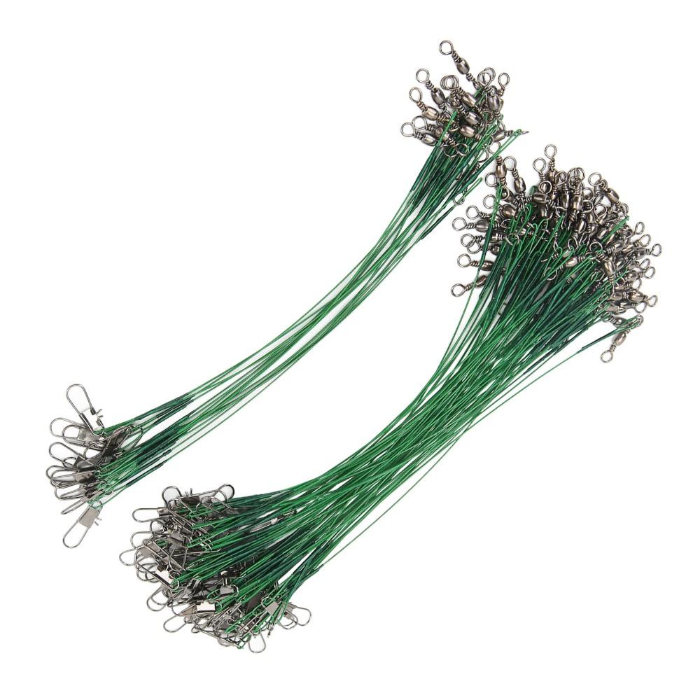 100PCS with Snaps Wire Leaders Steel Leader Wire Portable Fishing Wire Leaders Hook Connection
